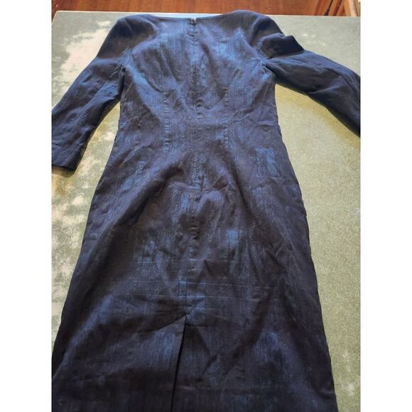 MM  Lafleur Etsuko brushed jacquard  blue/black dress sz 0 - Picture 4 of 5